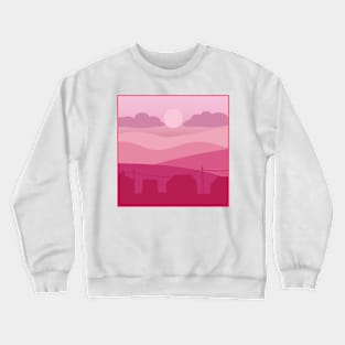 Pink town view cute illustration Crewneck Sweatshirt